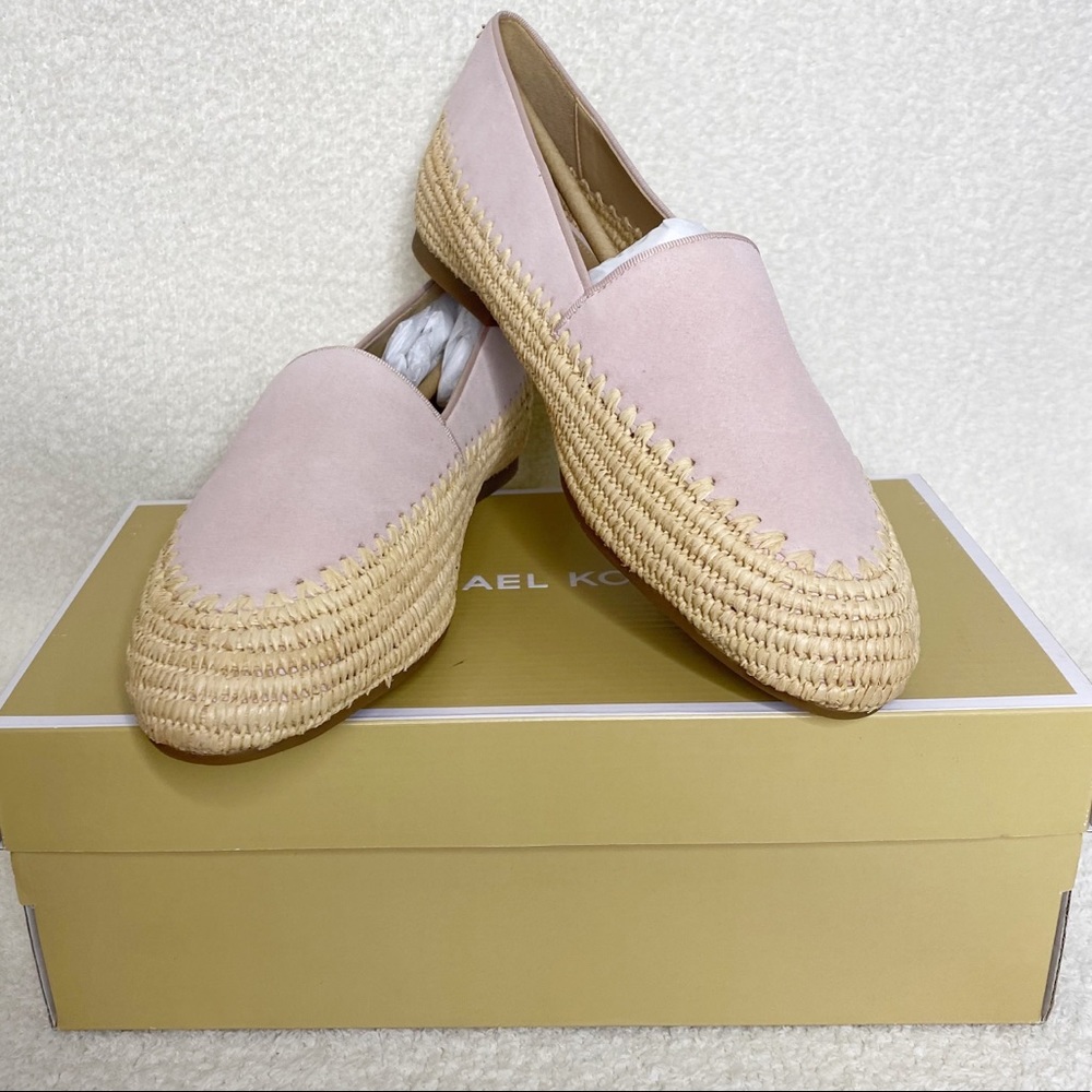 {Michael Kors} Bahia Suede and Jute slip on in pink